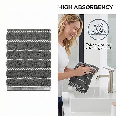 Pure Cotton Soft Hand Towels, 1 Pack Wavy Stripe Highly Absorbent Towel for Home 13"x29"