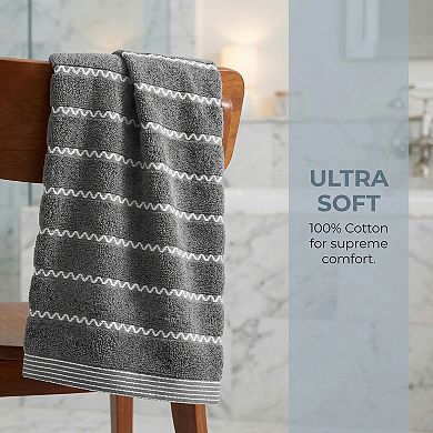 Pure Cotton Soft Hand Towels, 1 Pack Wavy Stripe Highly Absorbent Towel for Home 13"x29"