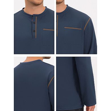 Men's Henley Shirt Long Sleeve Button Casual Pullover T-Shirt