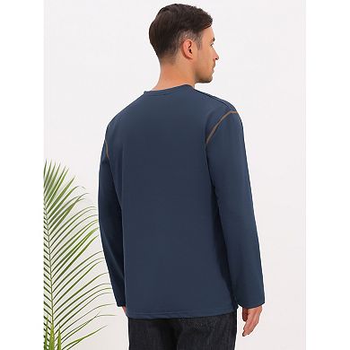Men's Henley Shirt Long Sleeve Button Casual Pullover T-Shirt