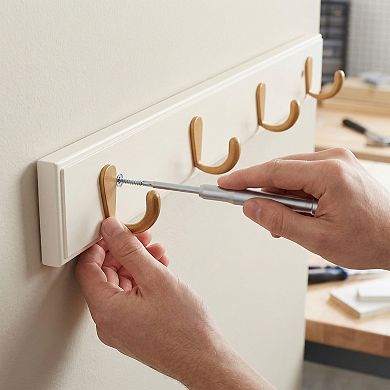 1 Pack Coat Rack Wall Mount, Wood Coat Hook, Hat Rack, Wall Hooks for Hanging with 4 Hooks for Room