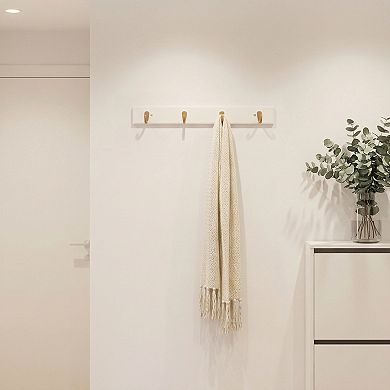 1 Pack Coat Rack Wall Mount, Wood Coat Hook, Hat Rack, Wall Hooks for Hanging with 4 Hooks for Room