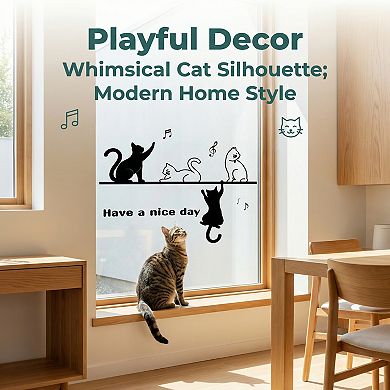 Cat Window Stickers Static Cling Decals Wall Decor Door and Window Clings 1 Sheet 43.3 x 28.0 inch