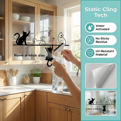 Cat Window Stickers Static Cling Decals Wall Decor Door and Window Clings 1 Sheet 43.3 x 28.0 inch