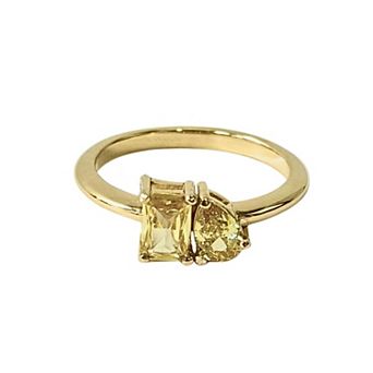 Belinda Jewelz 18k Gold Plated Vermeil Toi Et Moi Birthstone Ring