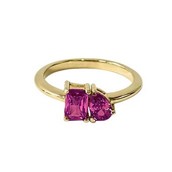 Belinda Jewelz 18k Gold Plated Vermeil Toi Et Moi Birthstone Ring