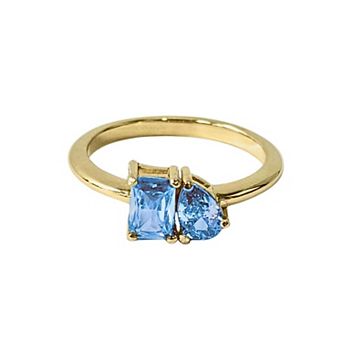 Belinda Jewelz 18k Gold Plated Vermeil Toi Et Moi Birthstone Ring