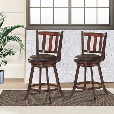 Costway 25'' Swivel Bar stool Leather Padded Dining Kitchen Pub Bistro Chair