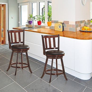 Costway 25'' Swivel Bar stool Leather Padded Dining Kitchen Pub Bistro Chair