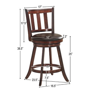 Costway 25'' Swivel Bar stool Leather Padded Dining Kitchen Pub Bistro Chair
