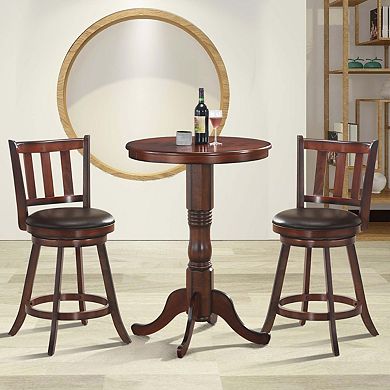 Costway 25'' Swivel Bar stool Leather Padded Dining Kitchen Pub Bistro Chair