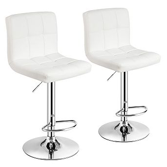 Costway Set of 2 Adjustable Bar Stools PU Leather Swivel Kitchen Counter Pub Chair