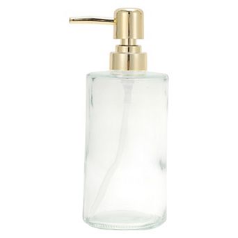 Cylinder Glossy Soap Dispenser 14.2oz Clear Gold Tone 1 pc