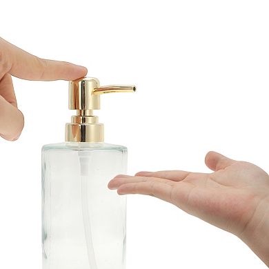 Cylinder Glossy Soap Dispenser 14.2oz Clear Gold Tone 1 Pc