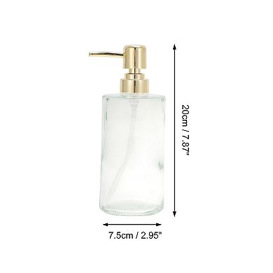 Cylinder Glossy Soap Dispenser 14.2oz Clear Gold Tone 1 Pc