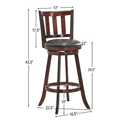 Costway 29.5'' Swivel Bar Stool Leather Padded Dining Kitchen Pub Bistro Chair Low Back