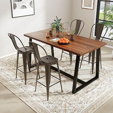 Costway 30" Bar Height Chairs with Footrest & Removable Backrest Rubber Feet for Kitchen