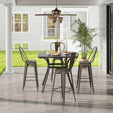 Costway 30" Bar Height Chairs with Footrest & Removable Backrest Rubber Feet for Kitchen