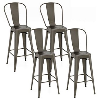 Costway 30" Bar Height Chairs with Footrest & Removable Backrest Rubber Feet for Kitchen