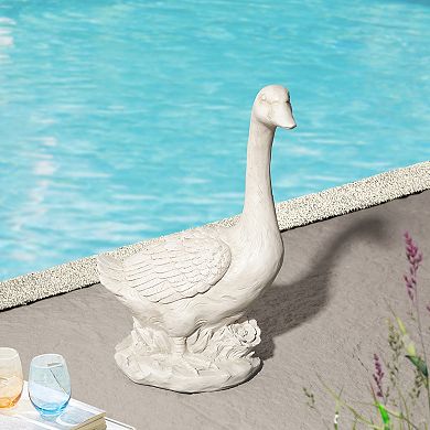 Glitzhome 20"H MGO Faux Bronze or White Goose Garden Statue