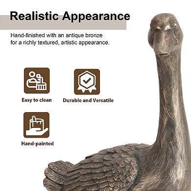 Glitzhome 20"H MGO Faux Bronze or White Goose Garden Statue