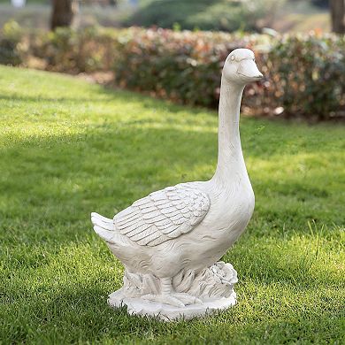 Glitzhome 20"H MGO Faux Bronze or White Goose Garden Statue