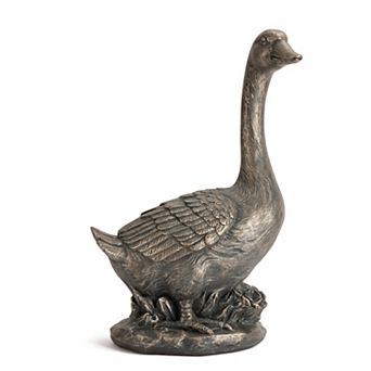Glitzhome 20"H MGO Faux Bronze or White Goose Garden Statue