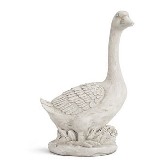 Glitzhome 20"H MGO Faux Bronze or White Goose Garden Statue