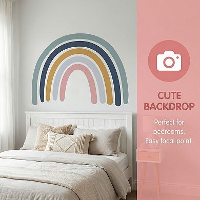 4 Sets Peel and Stick Wall Stickers, Rainbow Heart Dots Patterns Removable for Bedroom 23.6x15.7inch