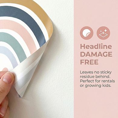 4 Sets Peel and Stick Wall Stickers, Rainbow Heart Dots Patterns Removable for Bedroom 23.6x15.7inch