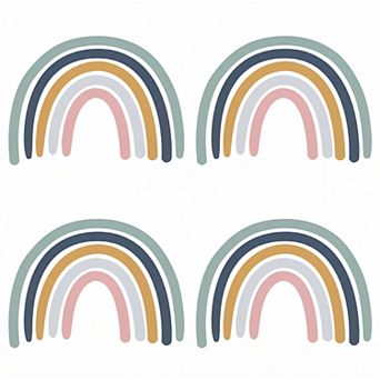 4 Sets Peel and Stick Wall Stickers, Rainbow Heart Dots Patterns Removable for Bedroom 23.6x15.7inch