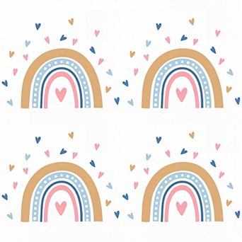 4 Sets Peel and Stick Wall Stickers, Rainbow Heart Dots Patterns Removable for Bedroom 23.6x15.7inch