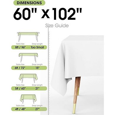 White Polyester Tablecloth 2-Pack Durable Reusable Washable Cover