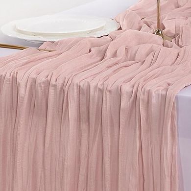 Dusty Pink Cheesecloth Table Runner, Boho Rustic Wedding & Party Decor