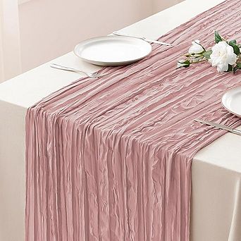 Dusty Pink Table Runner Boho Gauze, Rustic, Lightweight Decor