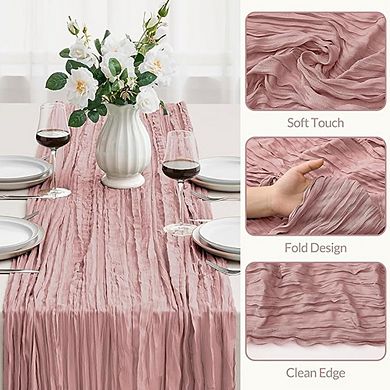 Dusty Pink Table Runner Boho Gauze, Rustic, Lightweight Decor