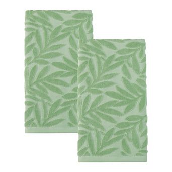 Decorative Embossed Leaf Hand Towels, Pure Cotton, 2 pc Absorbent 28"x 16" Towel Set for Room