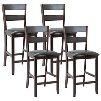 Costway Bar Stools Counter Height Chairs w/ PU Leather Seat