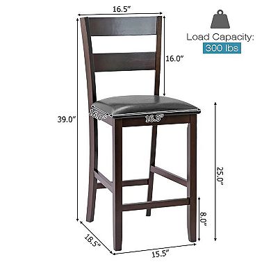 Costway Bar Stools Counter Height Chairs w/ PU Leather Seat