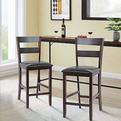Costway Bar Stools Counter Height Chairs w/ PU Leather Seat