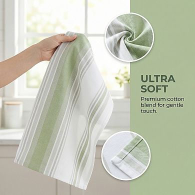 2 Pack Cotton Kitchen Towels, Striped Dish Cloths for Drying Dishes, Absorbent Towels 26" x 18"