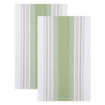 2 Pack Cotton Kitchen Towels, Striped Dish Cloths for Drying Dishes, Absorbent Towels 26" x 18"