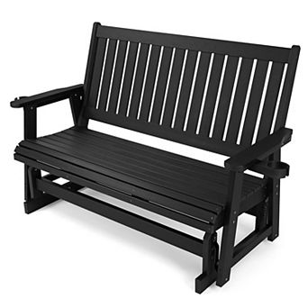 HIPS 3-Person Poly Lumber Patio Glider with High Backrest and Deep Contoured Seat, for Outdoor