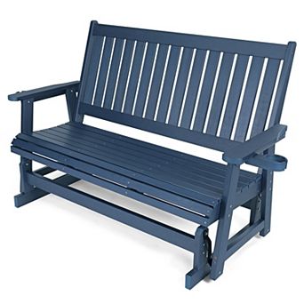 HIPS 3-Person Poly Lumber Patio Glider with High Backrest and Deep Contoured Seat, for Outdoor