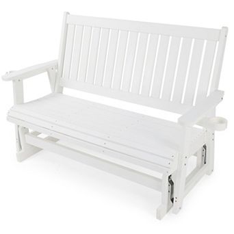 HIPS 3-Person Poly Lumber Patio Glider with High Backrest and Deep Contoured Seat, for Outdoor