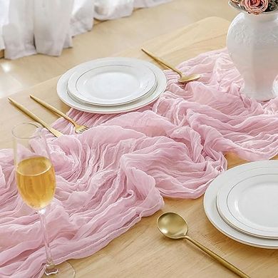 Pink Cheesecloth Table Runner Rustic Gauze, Boho Decor