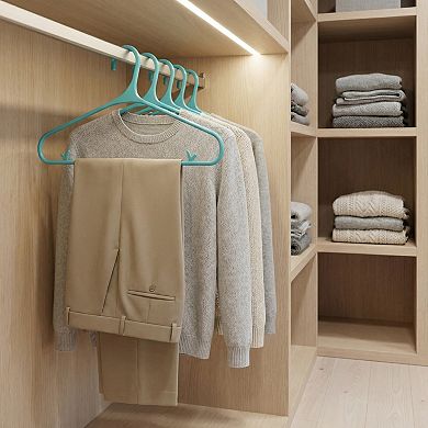 10 Packs Plastic Non-Slip Hangers with Pinch Clips Durable Space Saving Clothes Hangers 15.7x8.3Inch