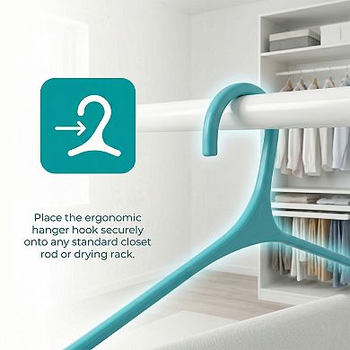 10 Packs Plastic Non-Slip Hangers with Pinch Clips Durable Space Saving Clothes Hangers 15.7x8.3Inch