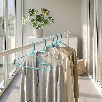 10 Packs Plastic Non-Slip Hangers with Pinch Clips Durable Space Saving Clothes Hangers 15.7x8.3Inch