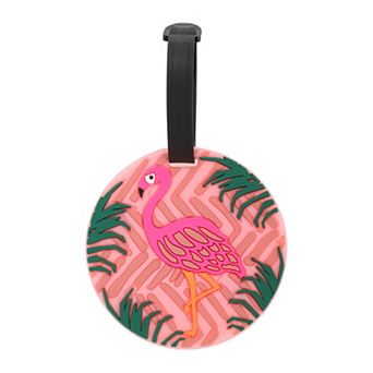 1 pc Round Flamingo Luggage Tag for Travelling Pink